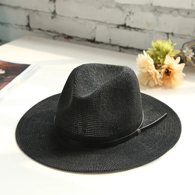 British Female Hat Men'S Straw Hat Black Jazz Hat