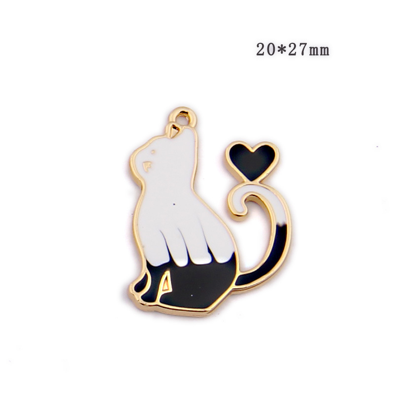 Alloy Dripping Cartoon Love Cat Earrings Black - Shop at LoveMi