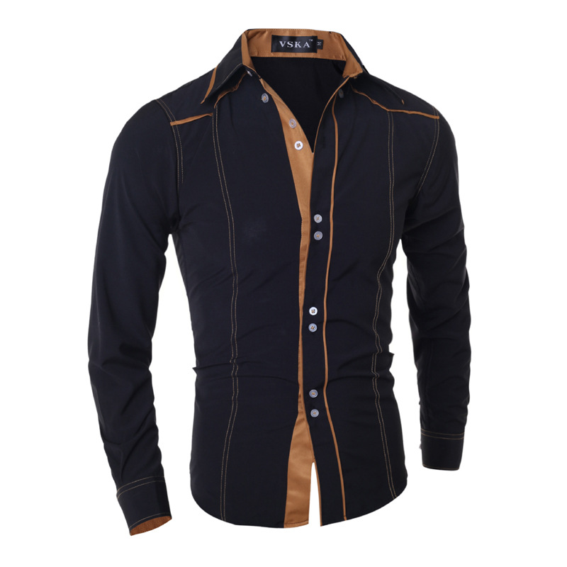 Korean Style Slim Men's Long-Sleeved Shirt