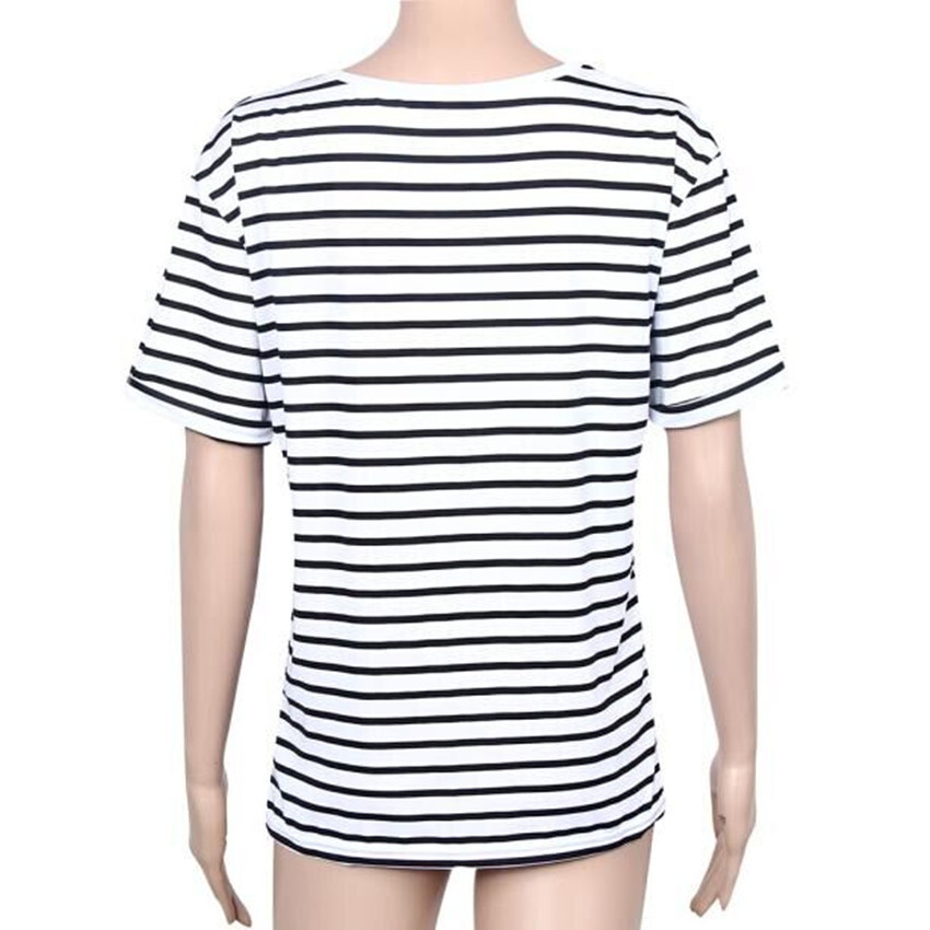 Title 6, Round Neck Striped Loose T-shirt