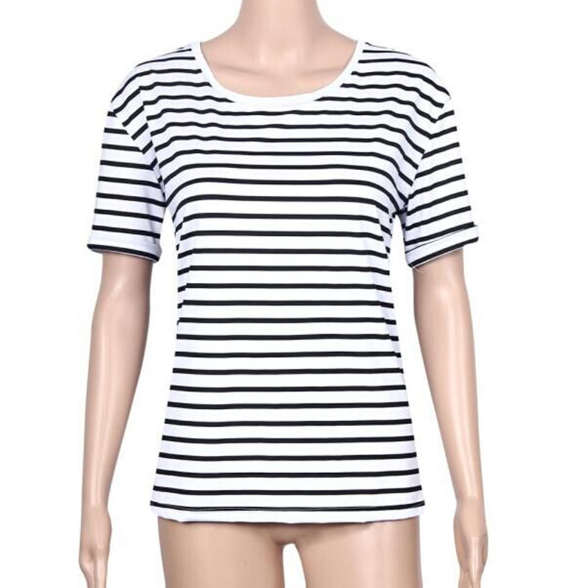 Title 5, Round Neck Striped Loose T-shirt