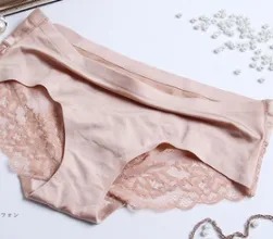 Ice Silk Underwear Women'S Mid Waist Seamless Lace Cotton Crotch Antibacterial Large Size Sexy Breathable Ultra Thin Little Ladies Briefs Brown - Shop at LoveMi