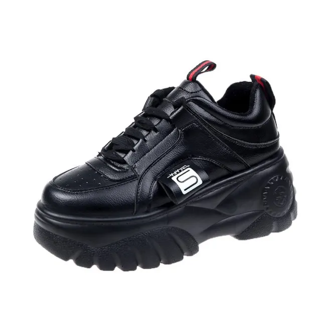 Harajuku Platform Shoes Thick Soled Casual Height Increasing Ins Sneakers Black - Shop at LoveMi
