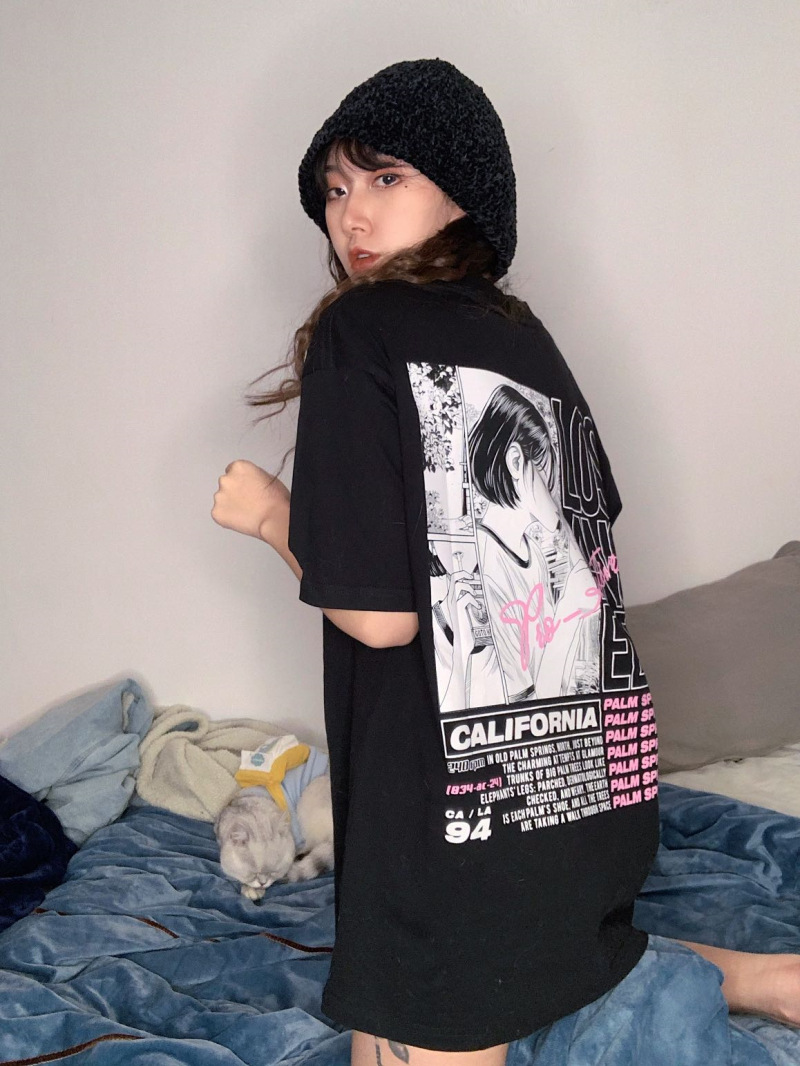 Title 12, Anime Cartoon Print Loose Boyfriend Blouse Anim...