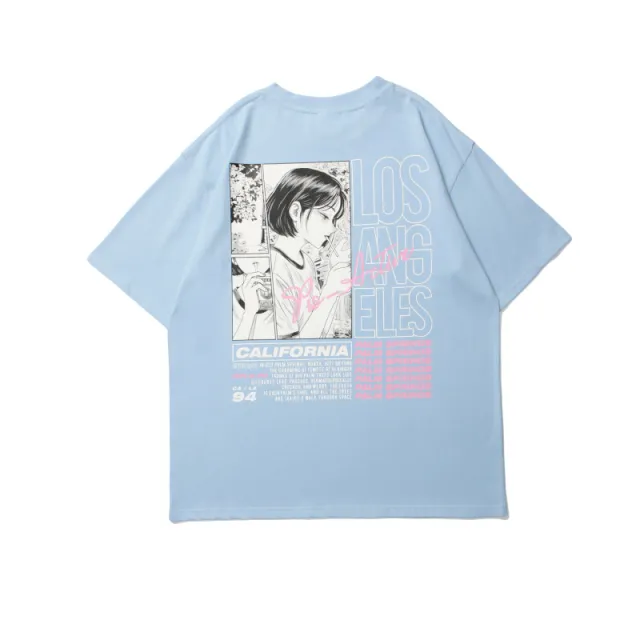 Anime Cartoon Print Loose Boyfriend Blouse Anime Cartoon Print Loose Boyfriend Blouse Blue - Shop at LoveMi