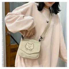 Korea Ins Vintage Bear Girl Messenger Bag - Beige - View 1