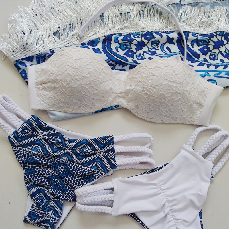 Separate Strapless Lace Rope Swimsuit