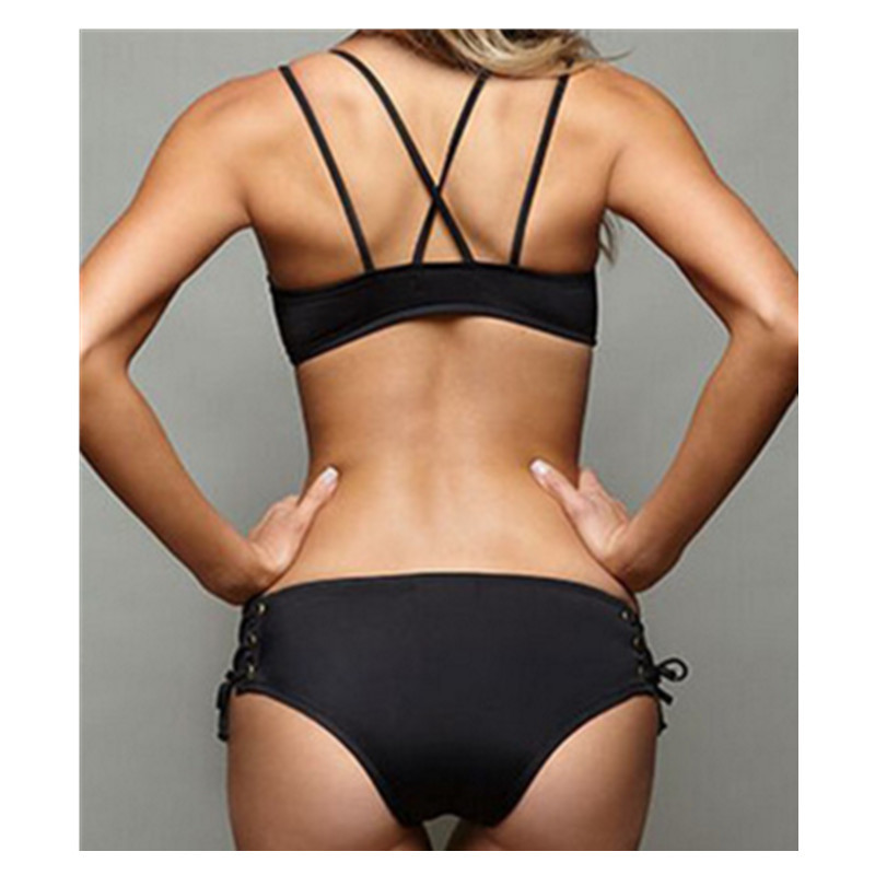 Drawstring Black Eye Lace Split Swimsuit