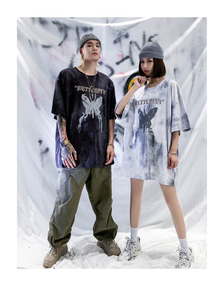 Title 10, Tie-dye Butterfly Print Street Men And Women Sa...