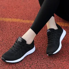 Breathable Mesh Ladies Sneakers - Black - View 1
