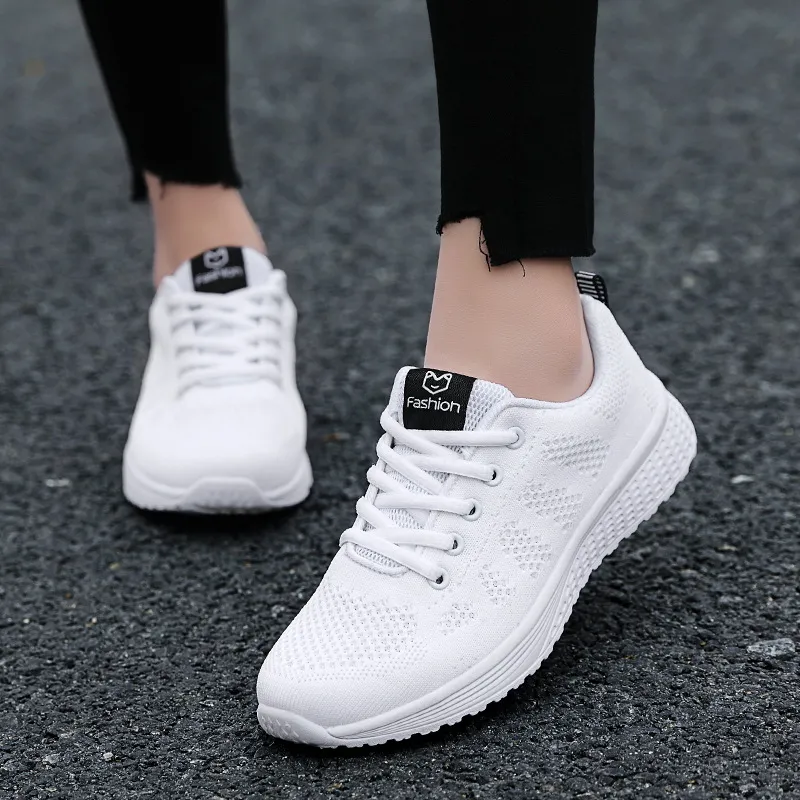 Breathable Mesh Ladies Sneakers - White