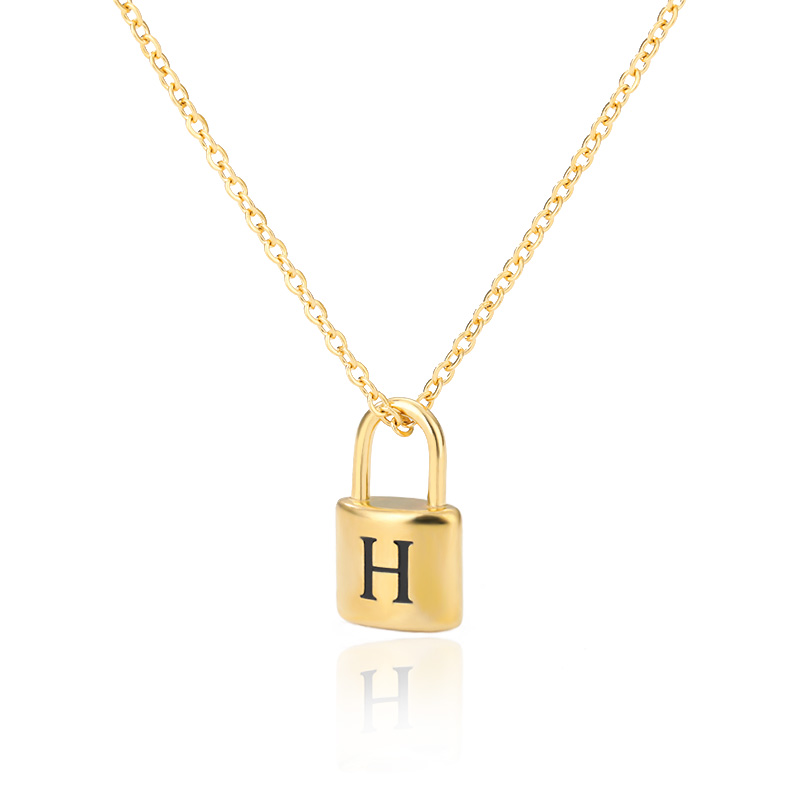 Letter Lock Necklace Men And Women Concentric Lock Pendant English Letter Necklace
