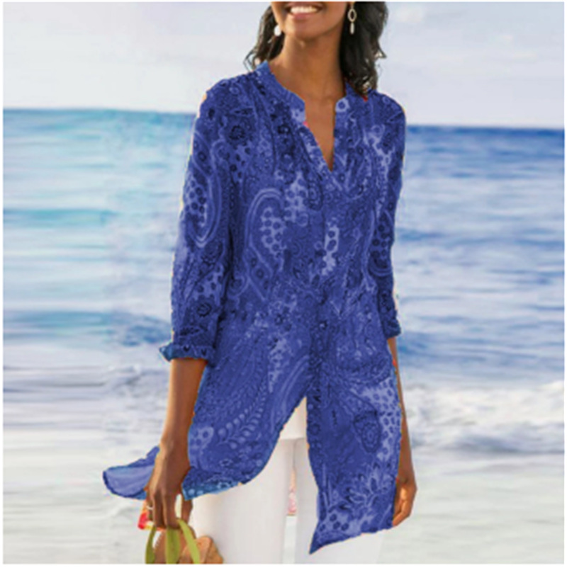 Summer New Style Women's Shirt Bohemian Vacation Long Shirt