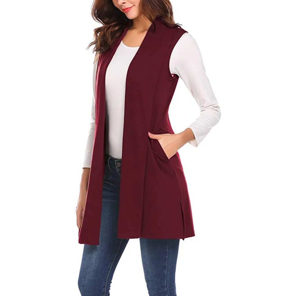 Sleeveless Shawl Vest Vest European And American Plus Size Top - Wine