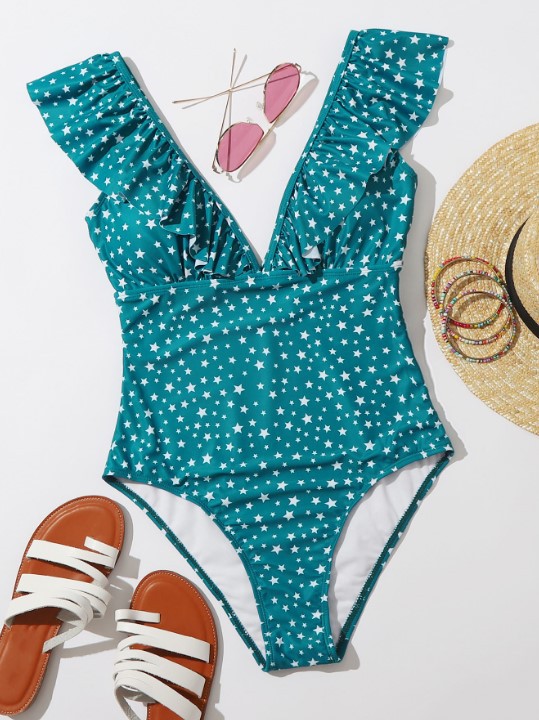 Amazon olid Color Pleated OIne-Piece Swimsuit Fashionable Sexy Slim Bikini