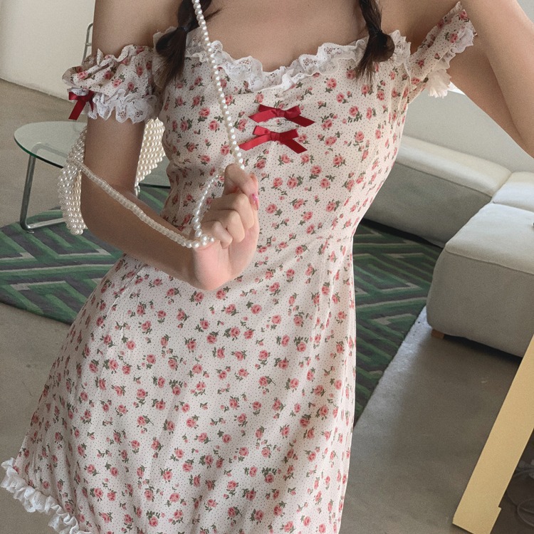 One Shoulder Short Sleeved Lace Dress Pink - Shop at LoveMi