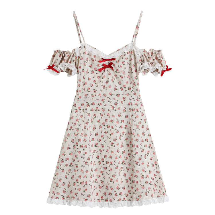 One-Shoulder Short-Sleeved Lace Dress