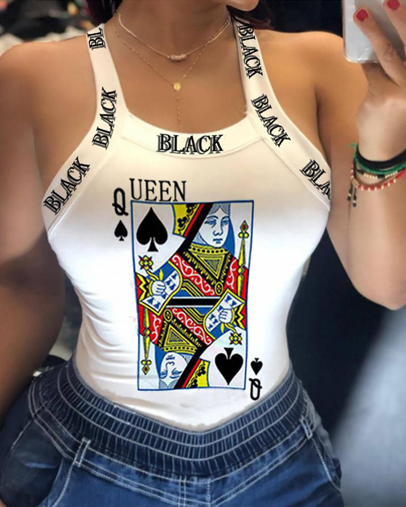 European And American Sexy Sling Print Women's T-shirt