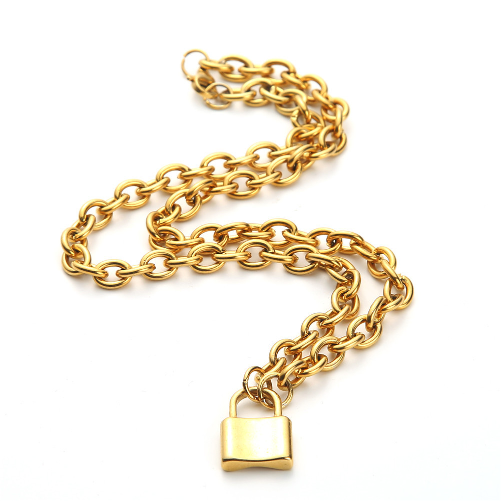 Cross Chain Lock Pendant Lock Necklace
