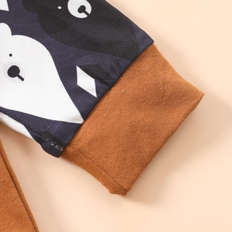 Bear Head Print Hooded Suit-Brown 0-2 Years Old Baby