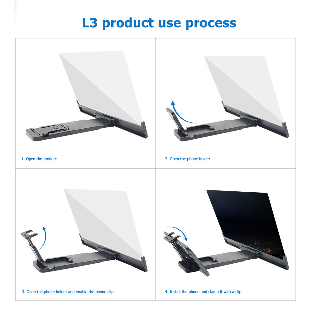 12 Inch Mobile Phone Screen High-definition Eye Protection Video Theater Stand L3 Office Home 3d