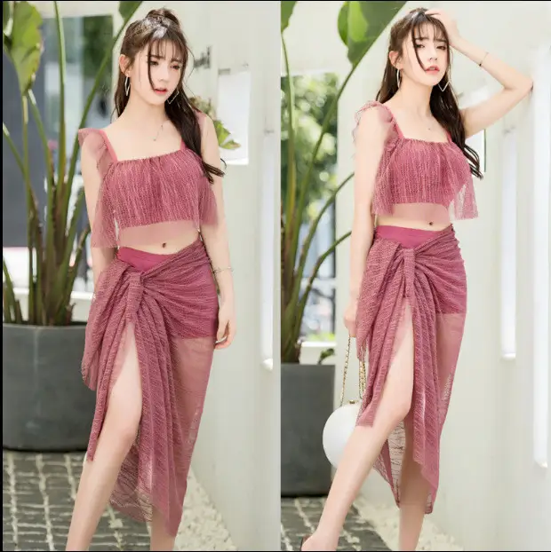 Swimsuit Female Sexy Bikini Three-Piece Split Boxer Conservative Slim Swimsuit
