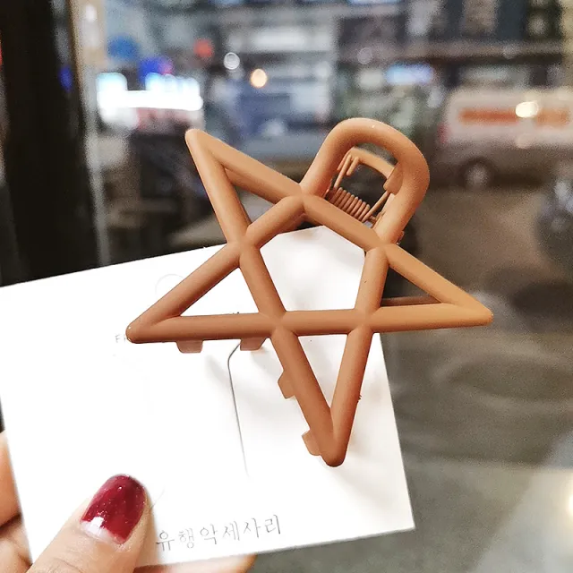 Simple Large Frosted Hollow Five Pointed Star Clip Coffee - Shop at LoveMi