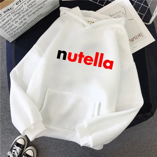 Ladies Sweatshirt Hoodie Casual Printed Top White - Shop at LoveMi