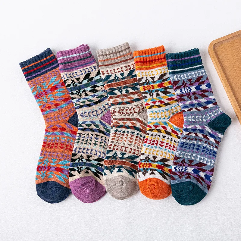 Winter Thick Thick Line Ladies Rabbit Wool Socks - 5Colors Evenly Hair-One Size