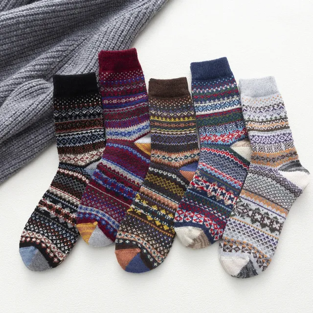 Autumn And Winter Thickened Pointy Wool Socks Random Color 5Pairs - Shop at LoveMi