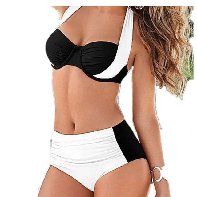 Europe And The United States New Sexy Bikini Swimwear High Waist Swimsuit Women Halter Black - Shop at LoveMi