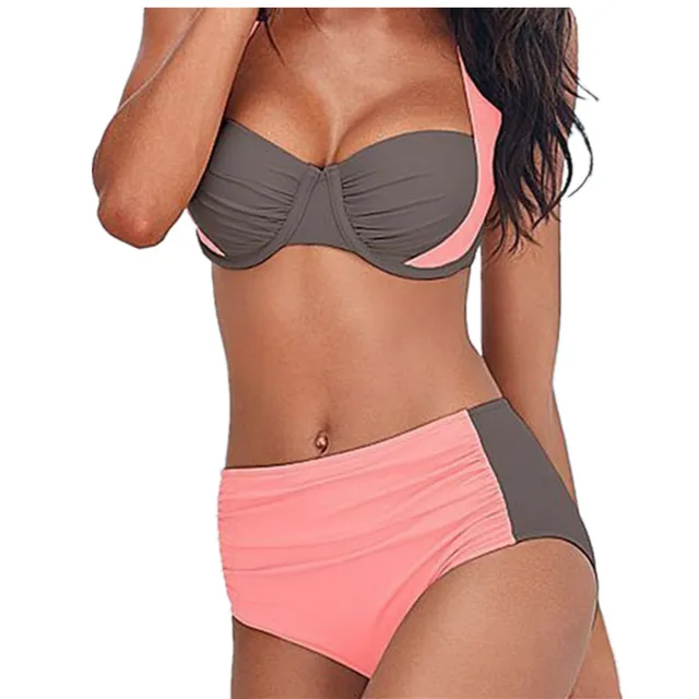 Europe And The United States New Sexy Bikini Swimwear High Waist Swimsuit Women Halter Pink - Shop at LoveMi