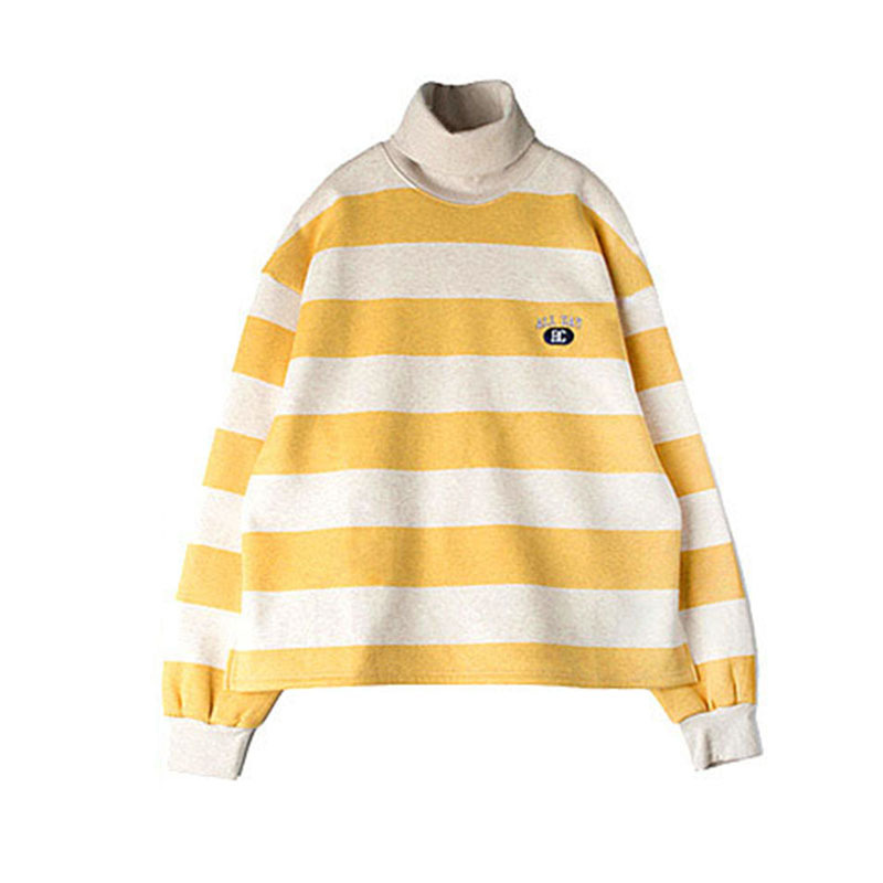 Title 6, Yellow Striped Plus Velvet Sweatshirt