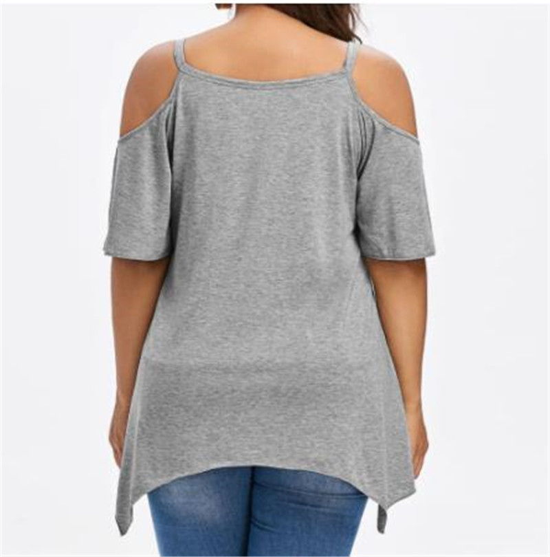 Sexy Front Cross Butterfly Print T-shirt Off Shoulder Short Sleeves