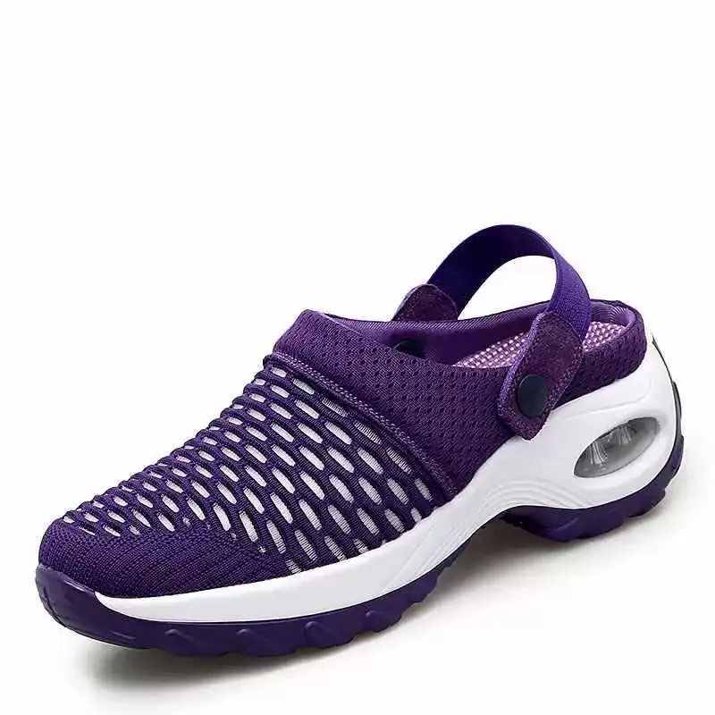 Summer Daily Sandals Women Half-Drag Breathable Lightweight Air Cushion Women'S Shoes - Purple