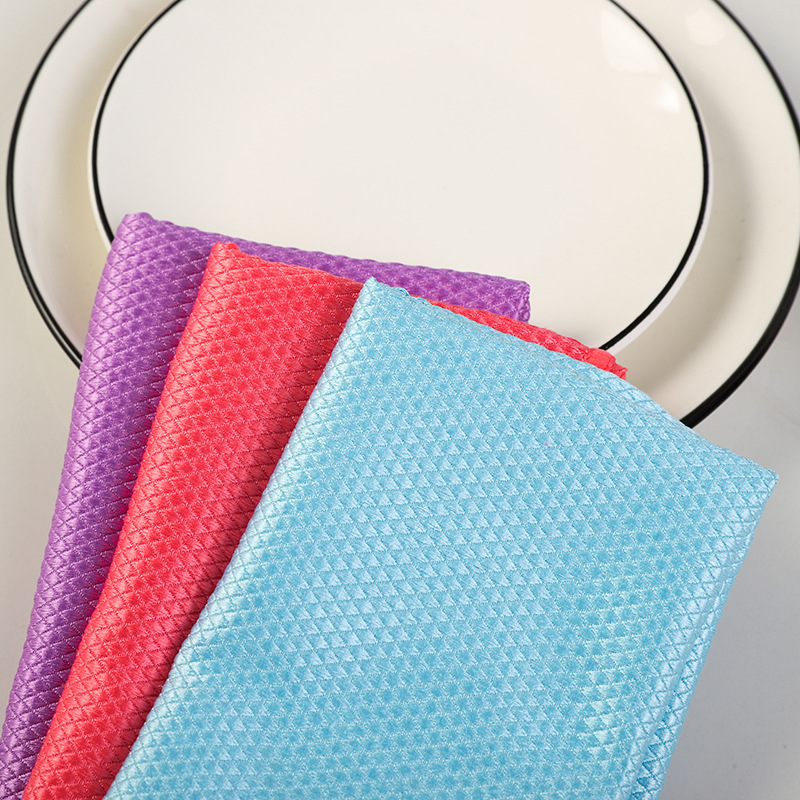 Fish Scale Grid Glass Cleaning Cloth Without Water Mark Kitchen Cleaning Towel Non-linting Scouring Pad