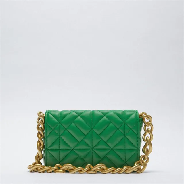 Vintage Chain Armpit Bag Soft Leather Quilted Shoulder Bag Green - Shop at LoveMi