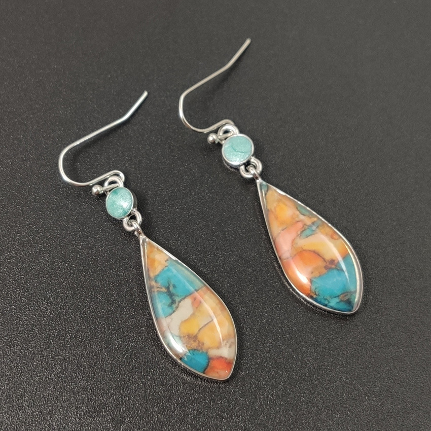 European And American Earrings Vintage Multicolored Glazed Ear Hooks