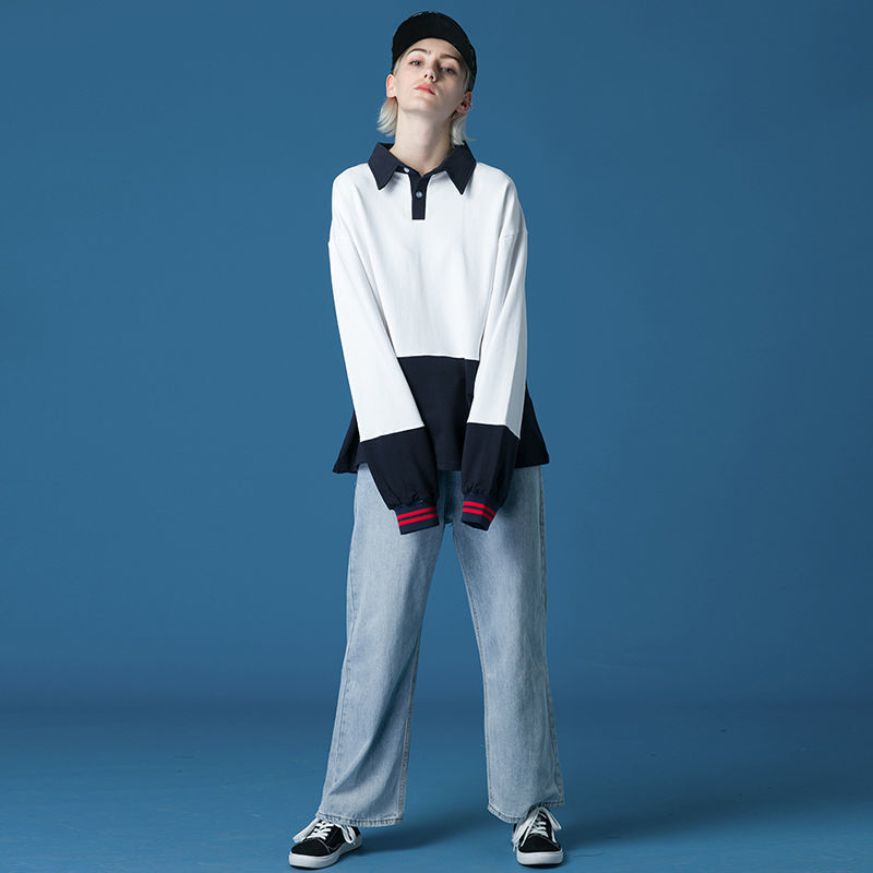 Long Sleeve T-shirt Women''s Pure Cotton Sleeve Korean Base Polo Shirt Loose Top