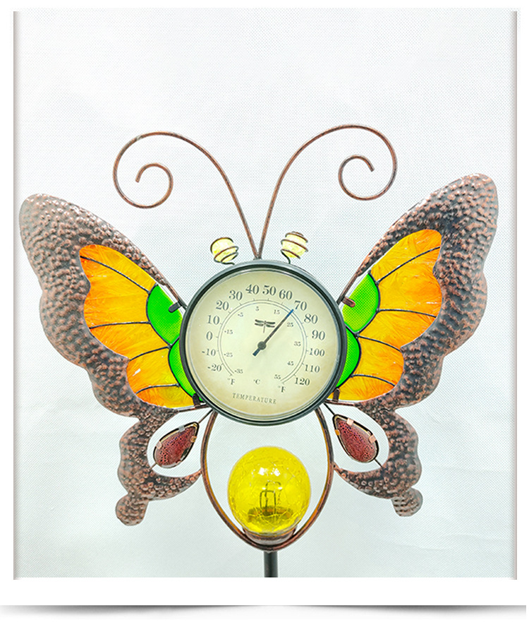 مقياس حرارة طقس للطاقة الشمسية للحديقة والعشب مع إضاءة في الظلام لتزيين الفناء