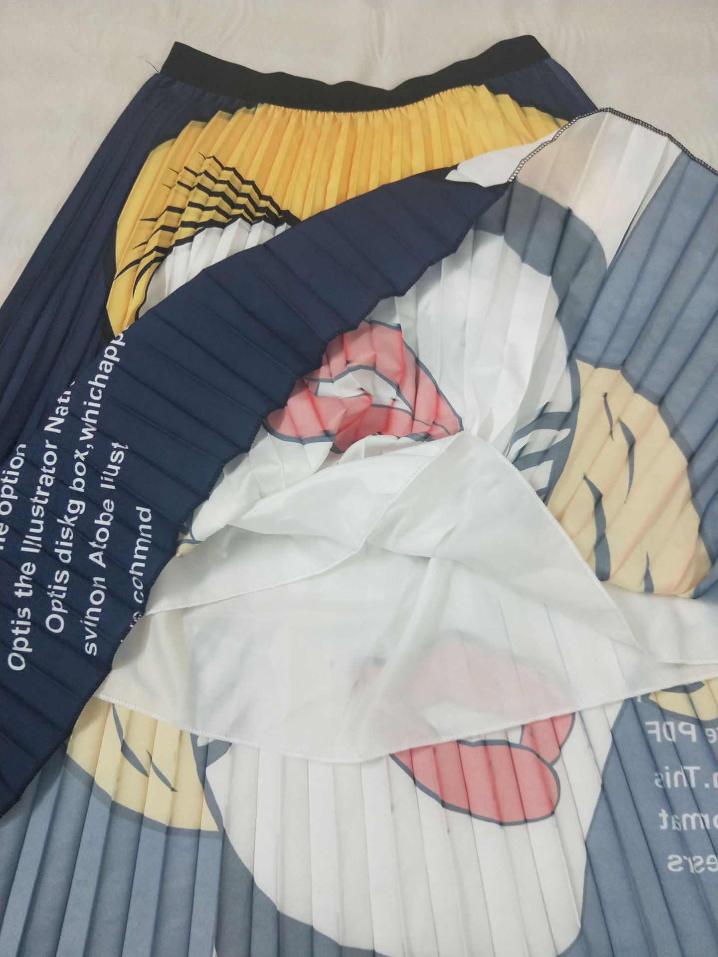 European And American Pleated Print A-Line Skirt