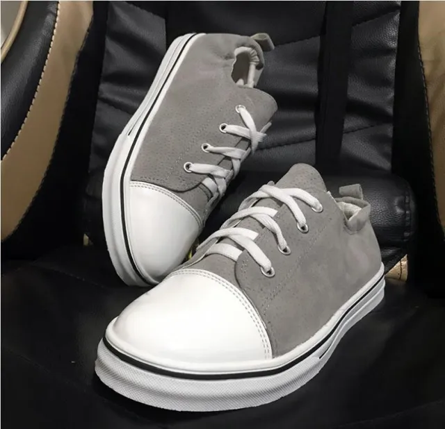 Shallow Mouth Flat Heel Sneakers Sneakers Lace Up Platform Wrinkle Heel Canvas Shoes Grey - Shop at LoveMi