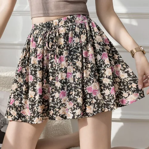 New Floral Hakama High Waist Loose Wide Leg Pants Colorful - Shop at LoveMi