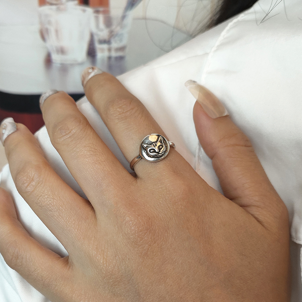 Thai Silver Retro Personality  Ring Women'S Cold Wind Net Red