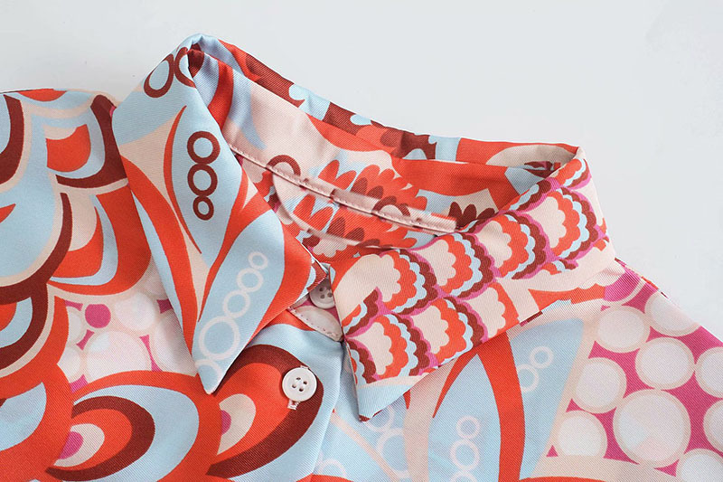 European And American Print Loose Shirt Patchwork