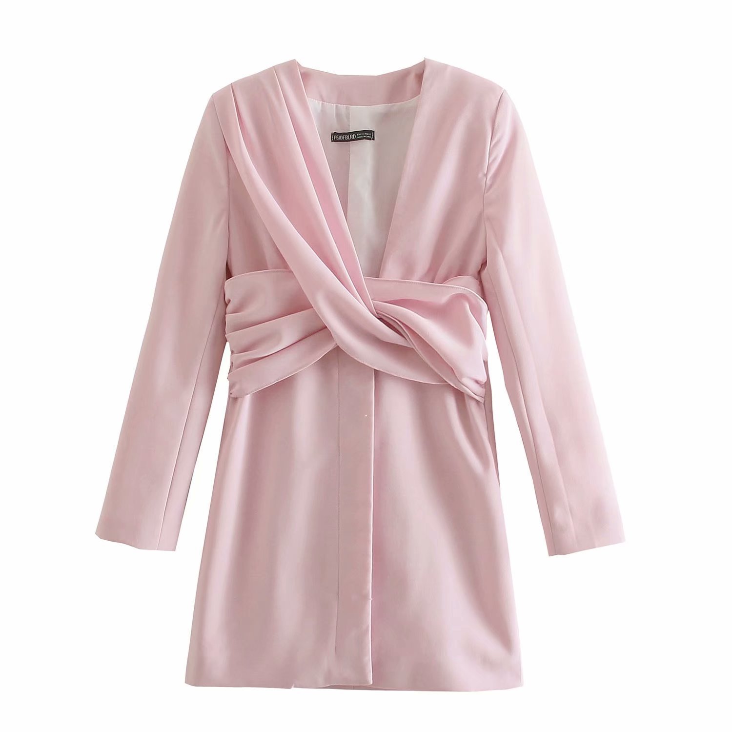 Pleated Deep V-Neck Dress, picture 2 of 5