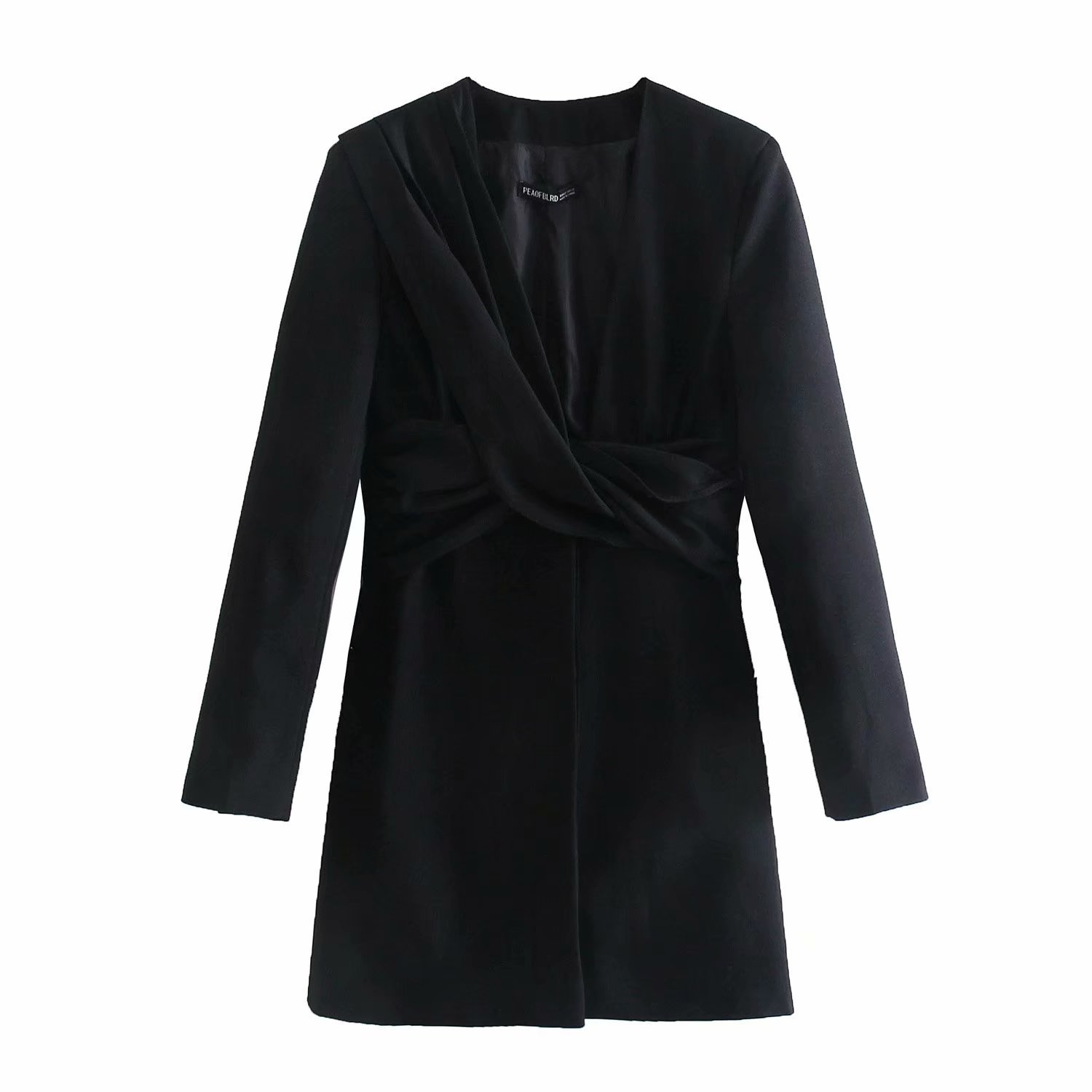 Pleated Deep V-Neck Dress, picture 4 of 5