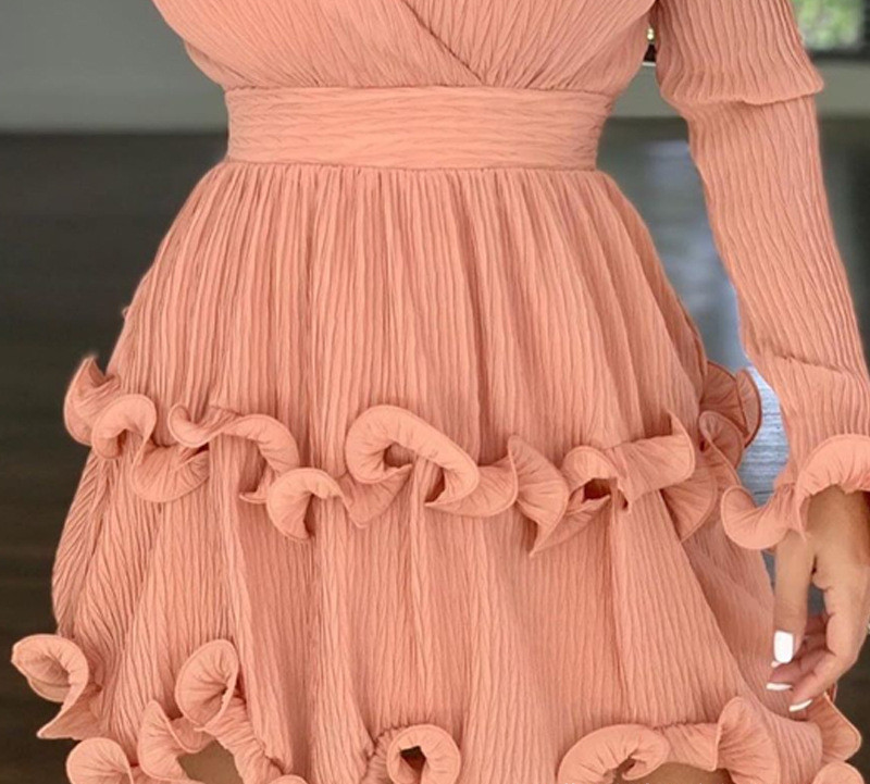 Lace-Hem Long-Sleeved Dress