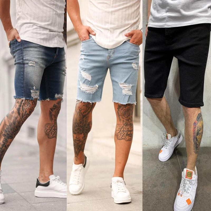 Men's Ripped Denim Shorts New Style Pants
