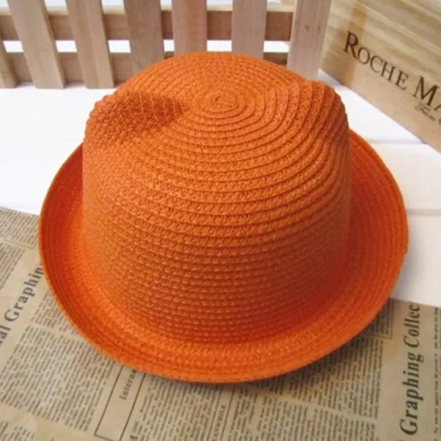 Cute Cat Ears Straw Hat Sunhat Orange - Shop at LoveMi
